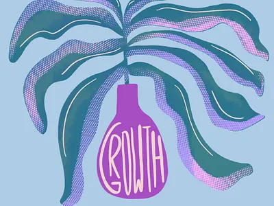Growth good type growth illustration lettering plant vase