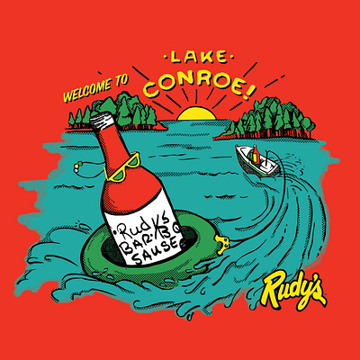 RUDY'S LAKE CONROE GRAND OPENING T-SHIRT DESIGN branding design graphic design illustration logo rudys t shirt vector