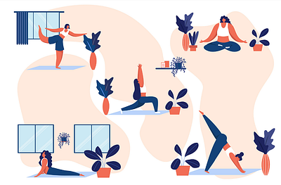 Yoga Illustration 2d art blue character concept exercise illustration stylish vector yoga