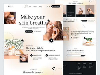 Neauthy - Skin Care app beauty branding concept cosmetics design ecommerce figma graphic design homepage interface landing page product design skin care store ui ux web web design web ui