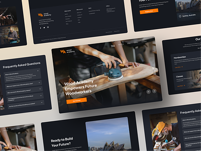 Wood Academy - Collage Version academy app collage design furnish furniture herosection landing page learning ui ui design ux web design webdesign wood woodacademy woodworking
