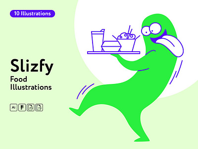 Slizfy Food Illustrations app branding design graphic design illustration logo typography ui ux vector