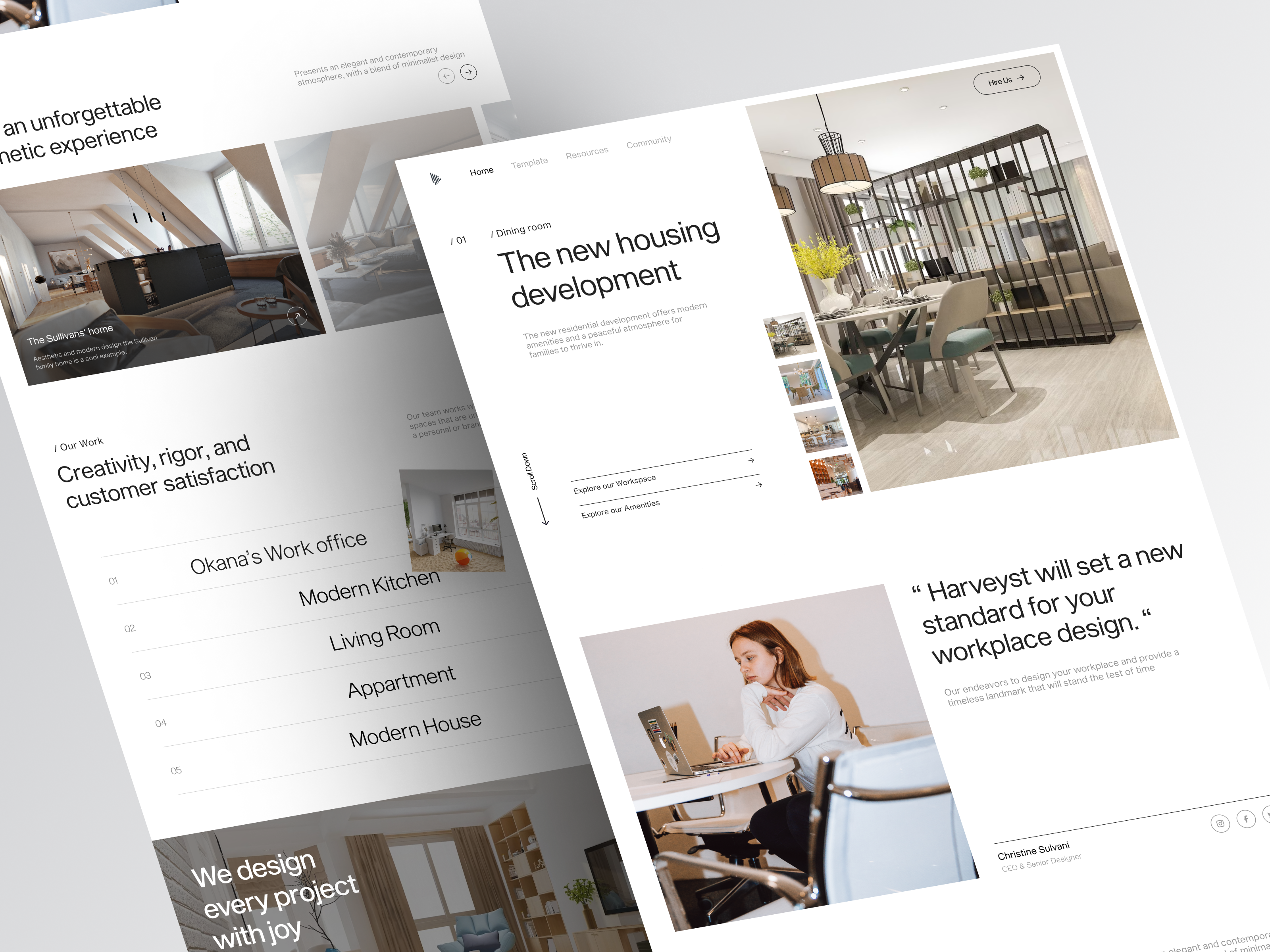 Harveyst - Architecture Landing Page Portfolio agency appartment architect architecture architecture website build building clean construction design landing page portfolio real estate residential ui website website architect