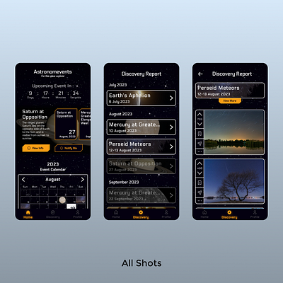 UI Concept : Astronomevents App app astronomy blue design mobile ui ux