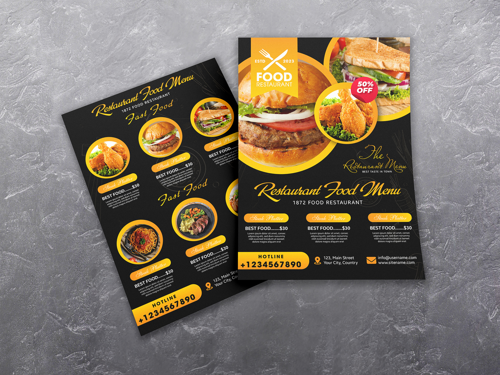 Fast Food Restaurant Menu Flyer by Kim Quang on Dribbble