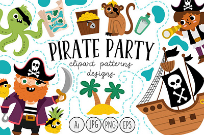 Pirate Party app branding design graphic design illustration logo typography ui ux vector