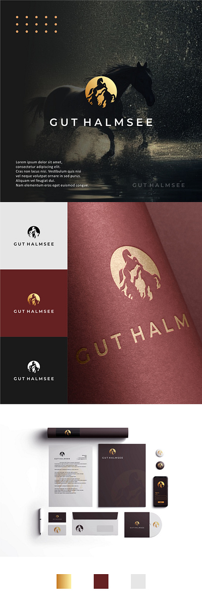 GUT HALMSEE logo Brand identity adventure app branding breed california design farm graphic design horse illustration logo modern mountain sport texas ui ux vector