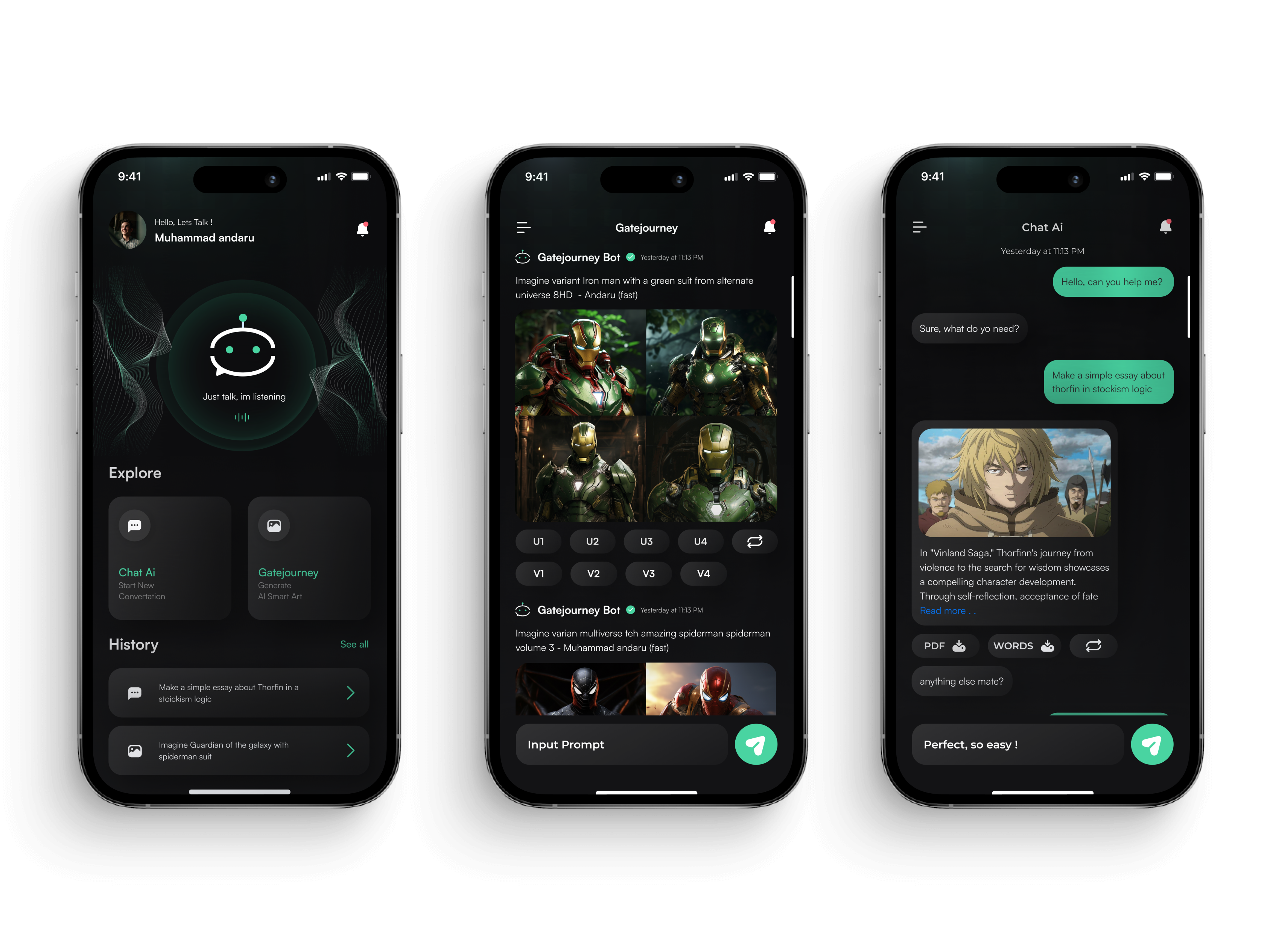 Gate.ai - a seamless and futuristic ai app 3d ai ai app animation app design chatbot chatbot app futuristic graphic design mobile mobile design ui uiux ux
