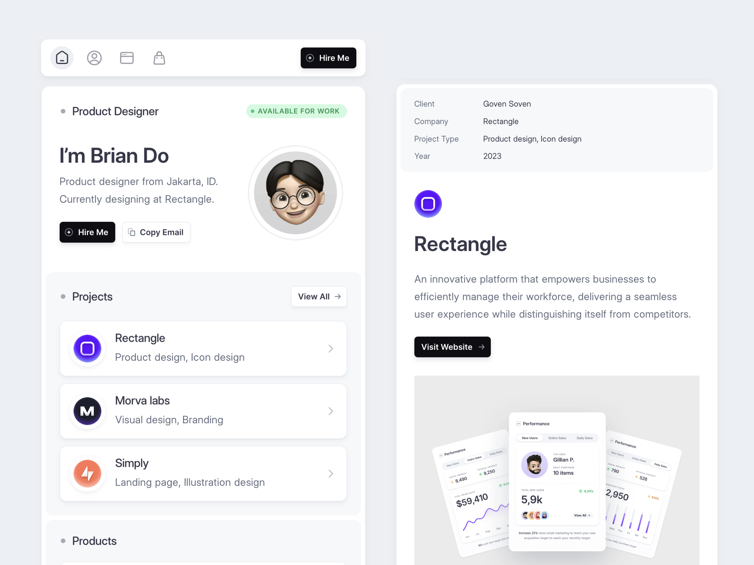 Subtle Folio – Portfolio Framer Template app card clean design framer landing page light mode modern npw personal website portfolio product saas showcase subtle template ui ux web design website