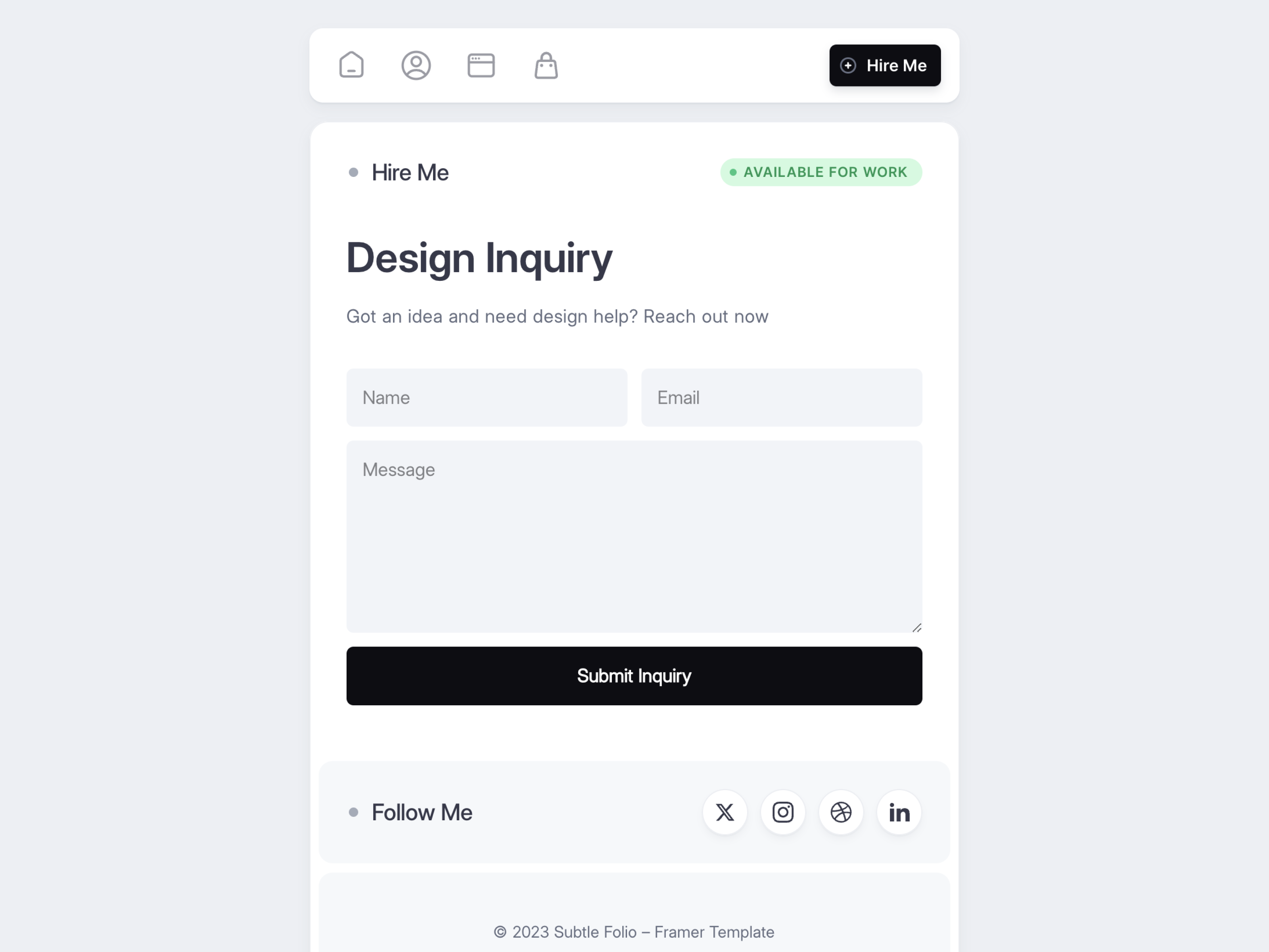 Subtle Folio – Portfolio Framer Template by Nur Praditya for Morva Labs ...