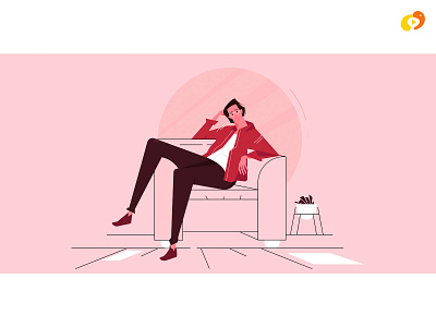 A swag guy lounges on a sofa 2d 2d character design animation character character design design illustration men room sofa styleframe