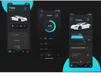 Neumorphism Telsa App tesla