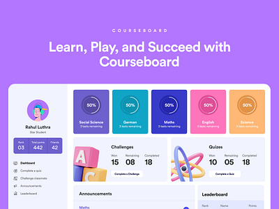 Mini UX Case Study | Education Dashboard 3d app branding dashboard design graphic design illustration ui uiux ux web design