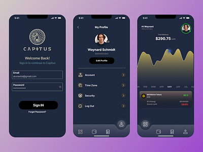 Crypto based app UI app app design app ui branding design graphic design illustration landing page minimal design page design ui