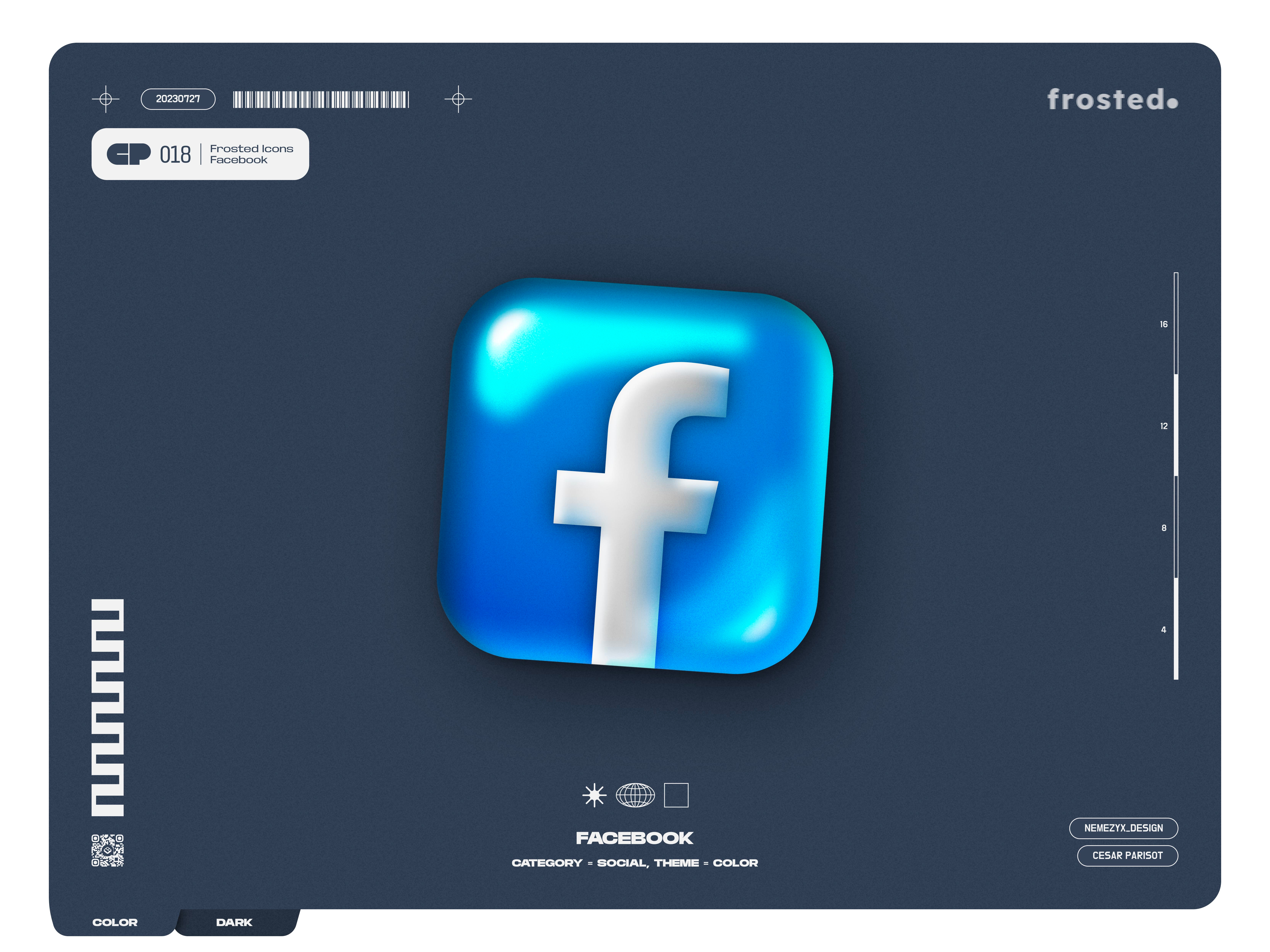 Frosted. Icons - 018 - Facebook 3d effect designeveryday facebook facebook icon figma frosted frosted glass glass icon glassmorphism icon icon design icon pack icone set meta nemezyx neumorphism