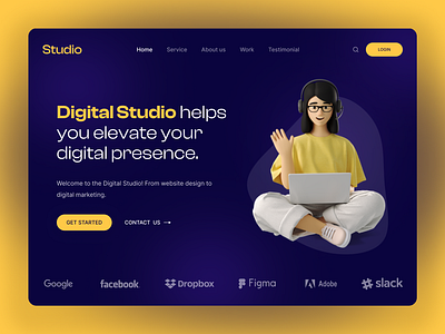 Digital Studio Landing Page creativedesign design digitalagency digitalstudio illustration landingpage ui ux