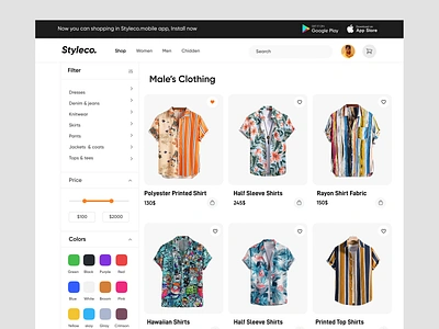 Styleco. - Catalogue Page app catalogue clean colthing dashbord dress website ecommerce fashion junaki landing page market marketplace online store shop shopping store trend uiux web app website