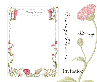 flora wedding invitation design illustration typography