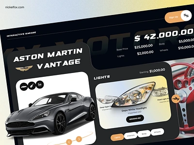 Custom Car Website aston martin auto automobile bold car configurator custom customisation design porsche premium racing sedan sports car sporty typography ui ux vehicle website design