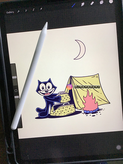 Happy Camping campfire camping design felix the cat graphic design illustration the cat