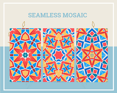 Seamless Pattern Mosaic Surfaces And Wall Art - Bundle of 6 arab home decor customizable art design illustration mosaic decor mosaic digital downloads mosaic murals mosaic prints seamless patterns