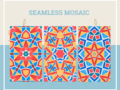 Seamless Pattern Mosaic Surfaces And Wall Art - Bundle of 6 arab home decor customizable art design illustration mosaic decor mosaic digital downloads mosaic murals mosaic prints seamless patterns