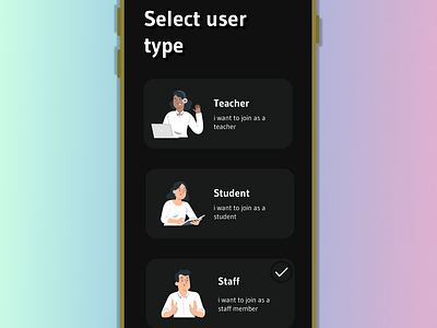 Daily UI Challenge 023 select user type design app appdesign branding design graphic design illustration select select user rype type ui user ux