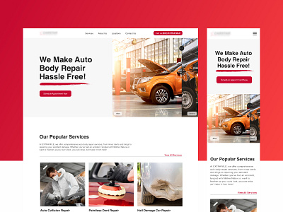 Extra Mile - Auto Body Repair Shop Landing Page auto body clean design figma red redesign repair simple ui website