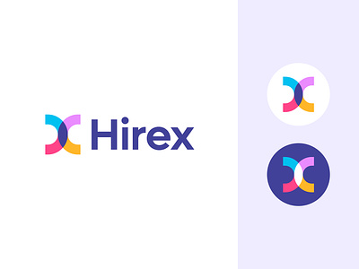 Hirex logo design branding colorful connection hirex hiring hr human icon letter lettering logo management minimalistic monogram people recruite recruiting smart web3 x