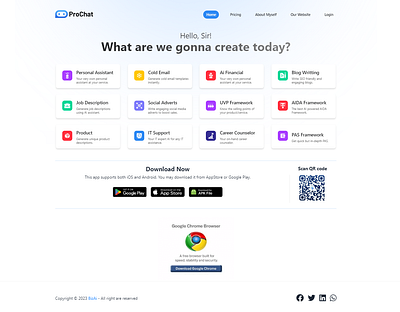 ProChat branding coding programming reactjs saas ui