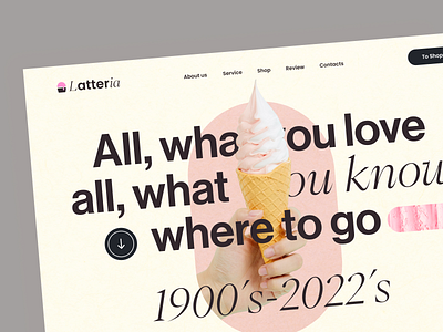 🍦 Gelateria website | Hyperactive branding collage colors cta design e commerce hero section hyperactive illustration interfaces logo main screen pastel palette product design product website typography ui ux web design