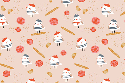 Birds pattern baby baby collection baby pattern baguette berds branding croissant cute design france french illustration kids kids pattern pattern seamless