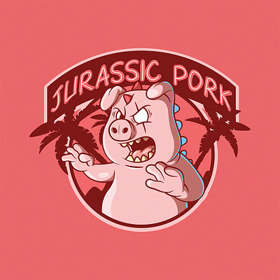 Jurassic Pork animal animation character colors design funny graphic illustration logo movies shirt vector