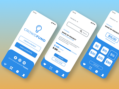 Crowdfunding Mobile App UI Design appui crowdfundingapp digitalpaymentui figmadesign financialappdesign fintechui fundraisingapp mobileappdesign mobileappui mobiledesign mobileui ui