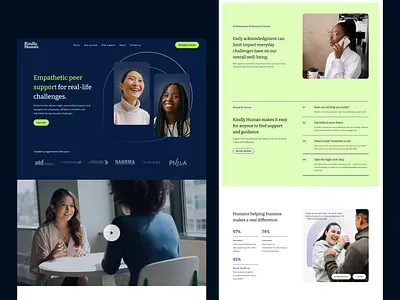 Kindly Human: Website design for mental support platform branding design graphic design health interface landing landing page mental mental health ui uidesign web web design website