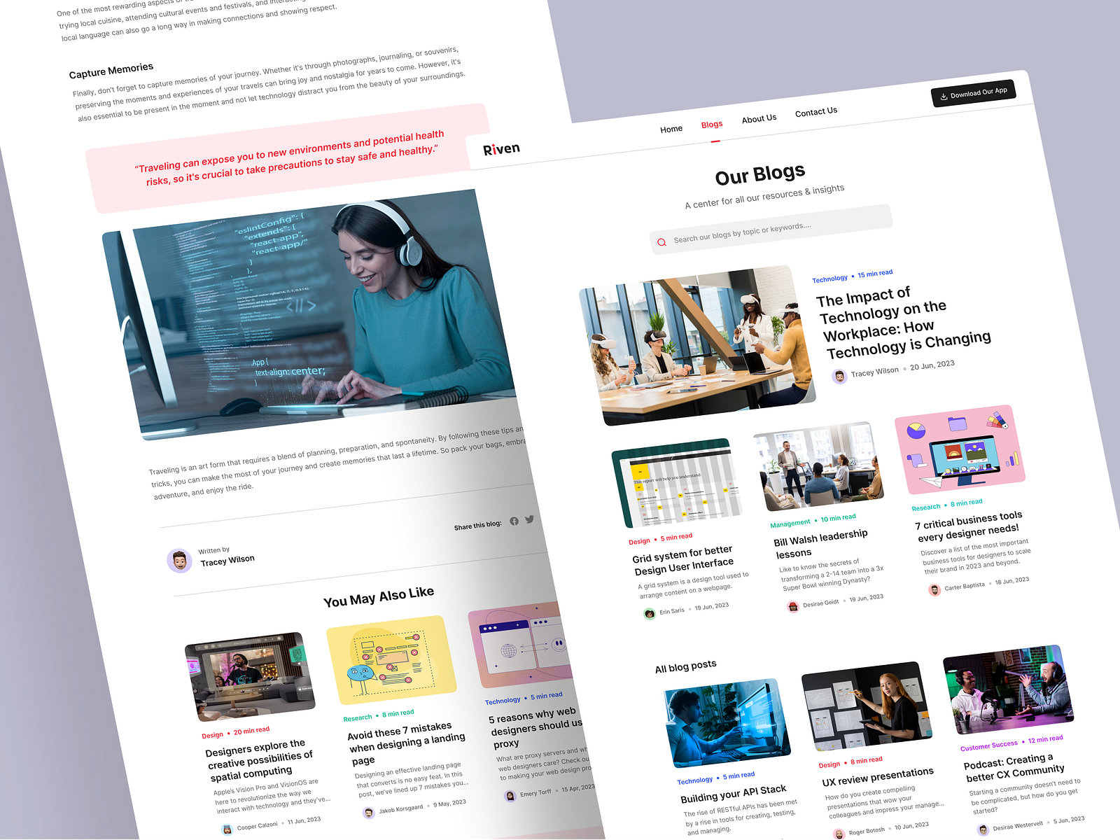 Riven - Blog Website Design by Bacancy on Dribbble