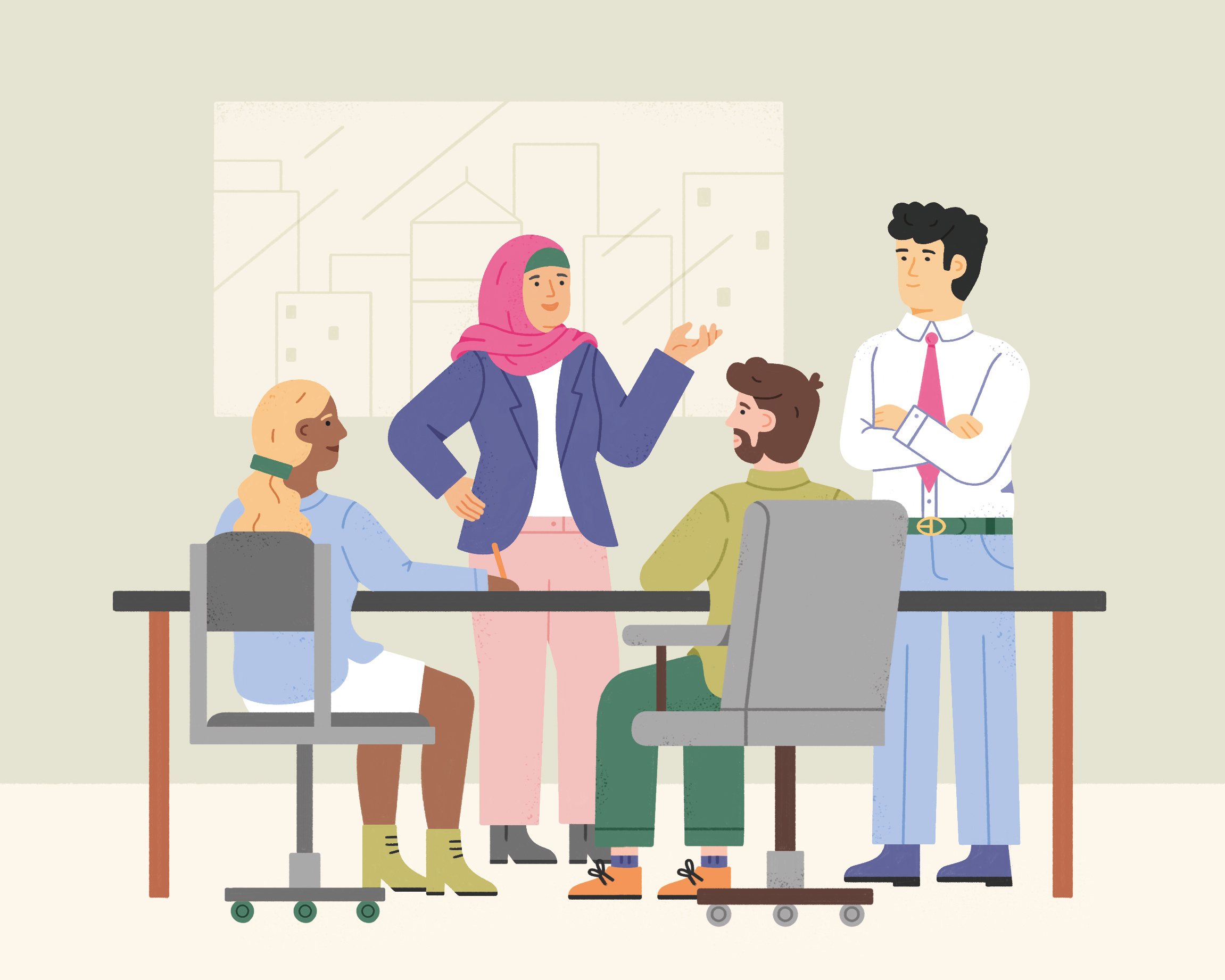 International Teamwork editorial illustration international meeting office photoshop presentation talking team teamwork work