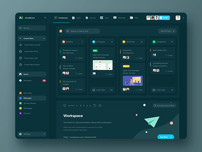 Edworking.com - Task Manager Dark Mode app clean dashboard kanban minimal mobile task manager tasks ui web workspace