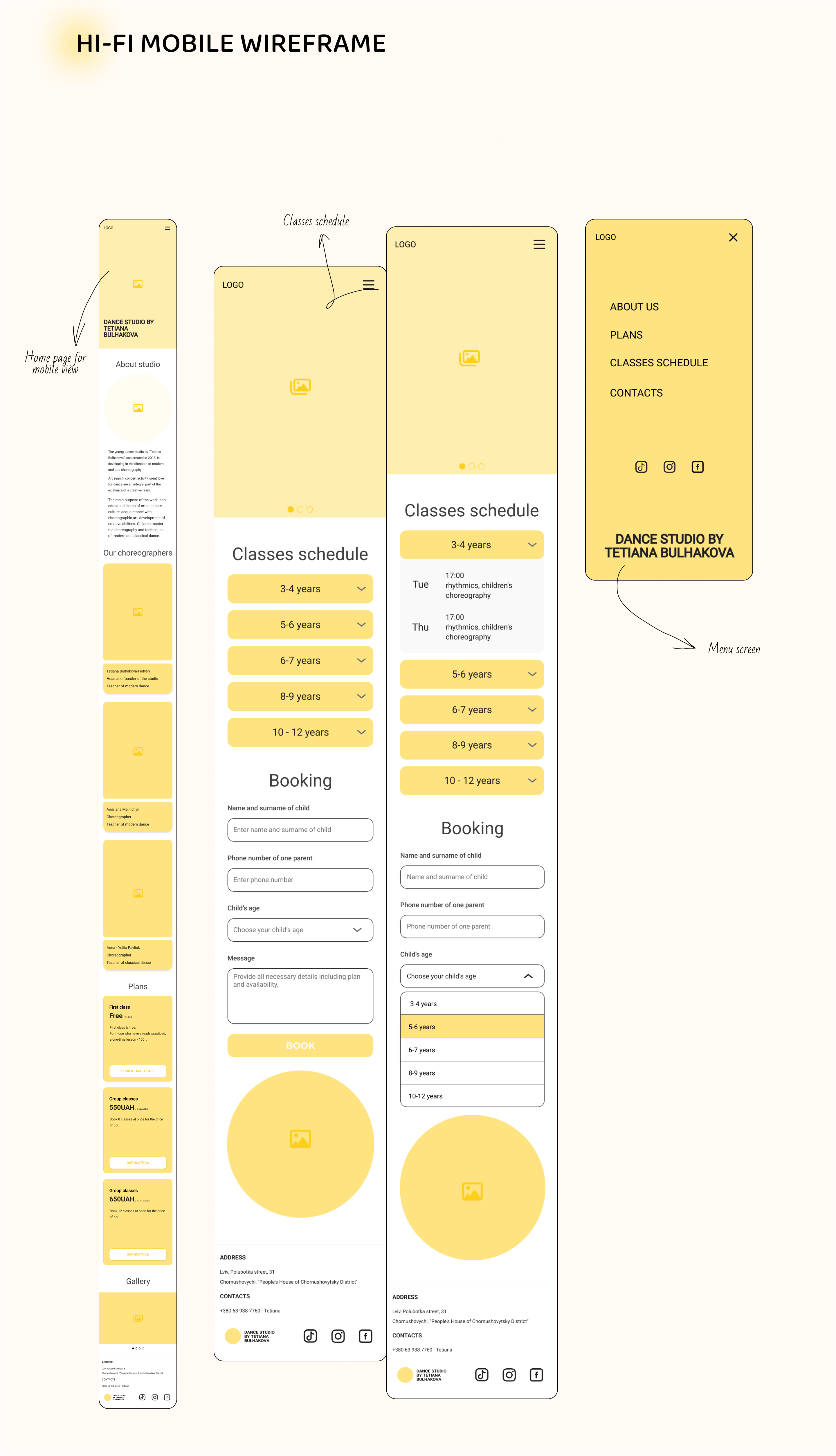 UI/UX case study. Dance studio design by Olena Turchyn on Dribbble