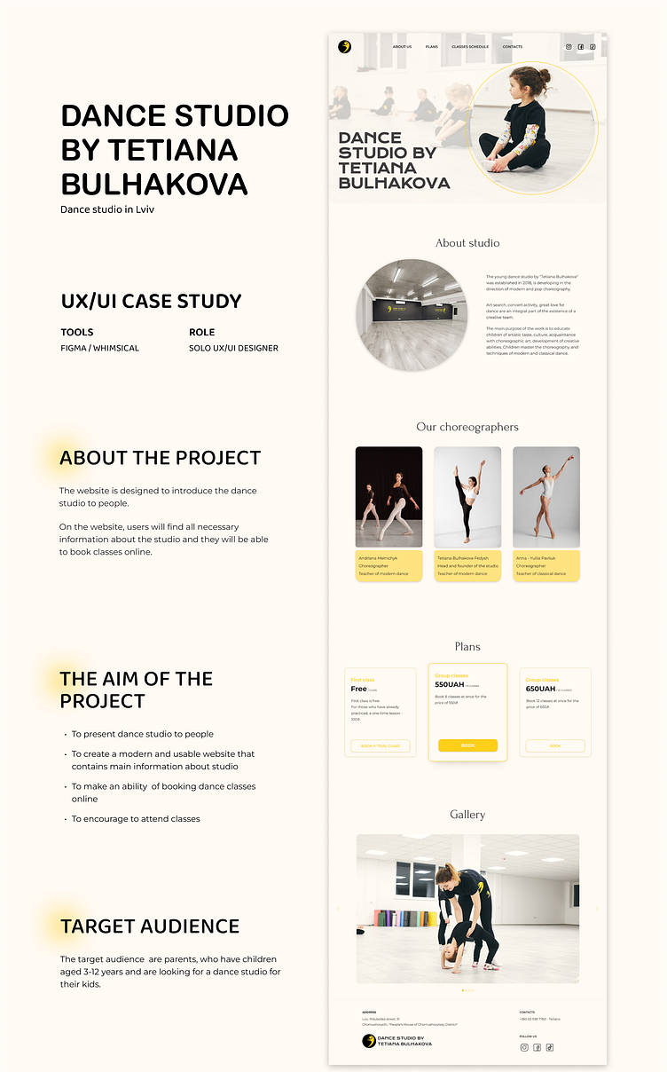 UI/UX case study. Dance studio design by Olena Turchyn on Dribbble