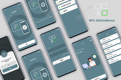 NFC Attandance bluetooth branding design graphic design ios app iot mobile app ui