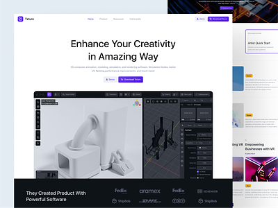 Txture - Landing Page 3d 3d builder analytic brand guideline branding builder business design dipa inhouse elementor graphic design landing page marketing ui design ux design web app web builder web design website