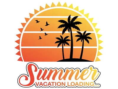 Summer Vacation Loading T shirt Design design illustration loading plam tree summer sunset t shirt t shirt design typography vacation vector