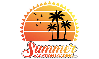 Summer Vacation Loading T shirt Design design illustration loading plam tree summer sunset t shirt t shirt design typography vacation vector