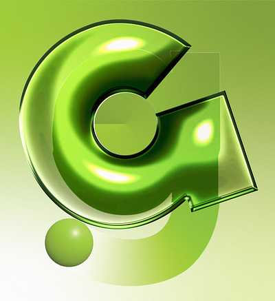 letter g glass typography in green 3d animation design effect font free freefont g glass green letterg logo monochrom motion graphics new render tarafa type typography ui