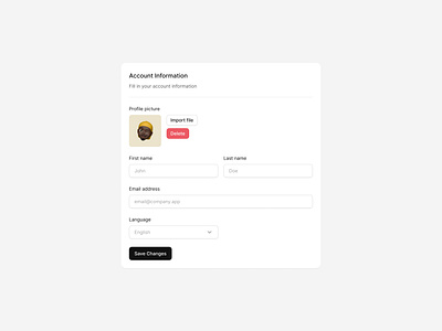 Account information account accountinformation accountsettings form minimalist modal product design profile saas saas design settings ui ux