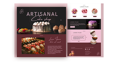 Pink & Maroon Artisanal Cake Shop Landing Page branding cake elegant graphic design maroon modern pink simple ui