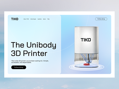 Landing page | TIKO - 3D Printer branding design figma technology ui uidesign uiux ux webdesign