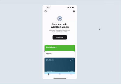 Worldcoin page transition blockchain clean crypto fintech flat minimal transition ui ux