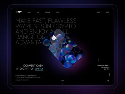 Wallet landing page 3d animation c4d concept crypto design layout motion graphics ui ux visual design wallet web